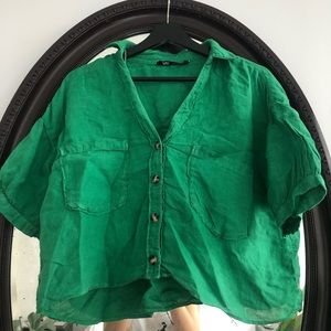 Zara linen green shirt season ‘21
